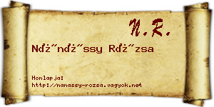 Nánássy Rózsa névjegykártya