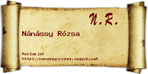 Nánássy Rózsa névjegykártya